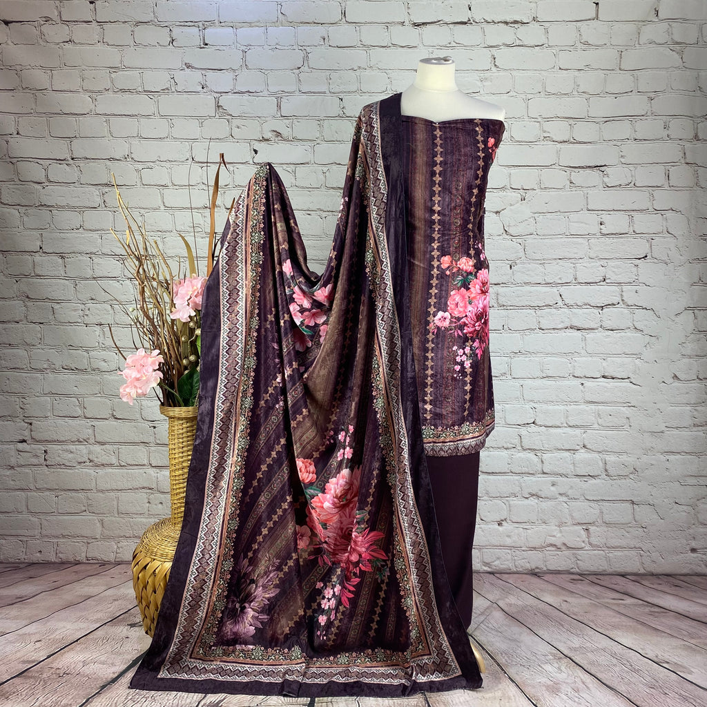 Designer Luxury Digital Velvet Print Suit (V12)