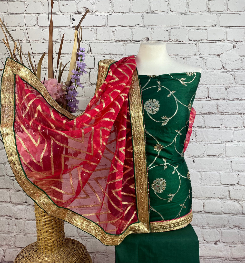 Unstitched Soft Faux Benarsi Silk Suit