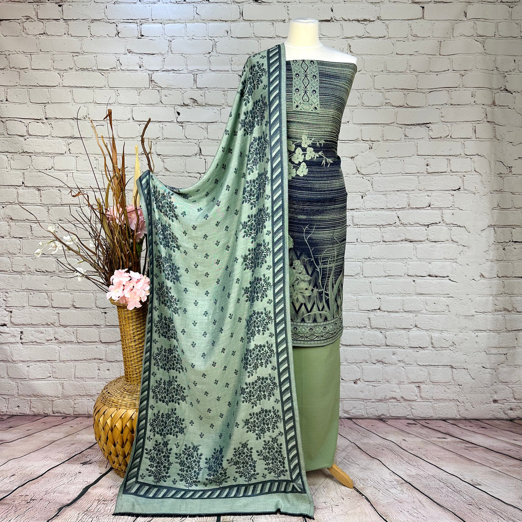 Designer Self Print Alpine Floral Garam Suit (V13)