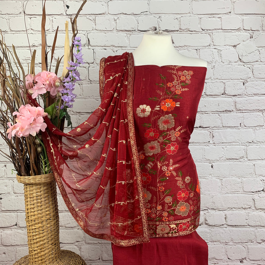 Soft Ornate Floral Benarsi Suit (D28)