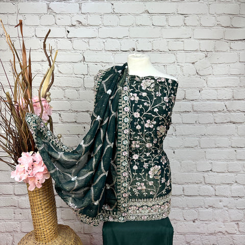 Unstitched Soft Faux Organza Suit