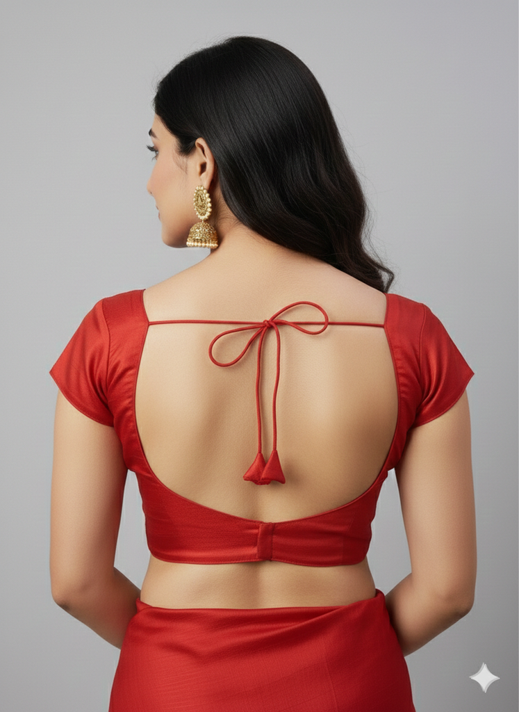 CHERRY RED |PLAIN SILK |BLOUSE