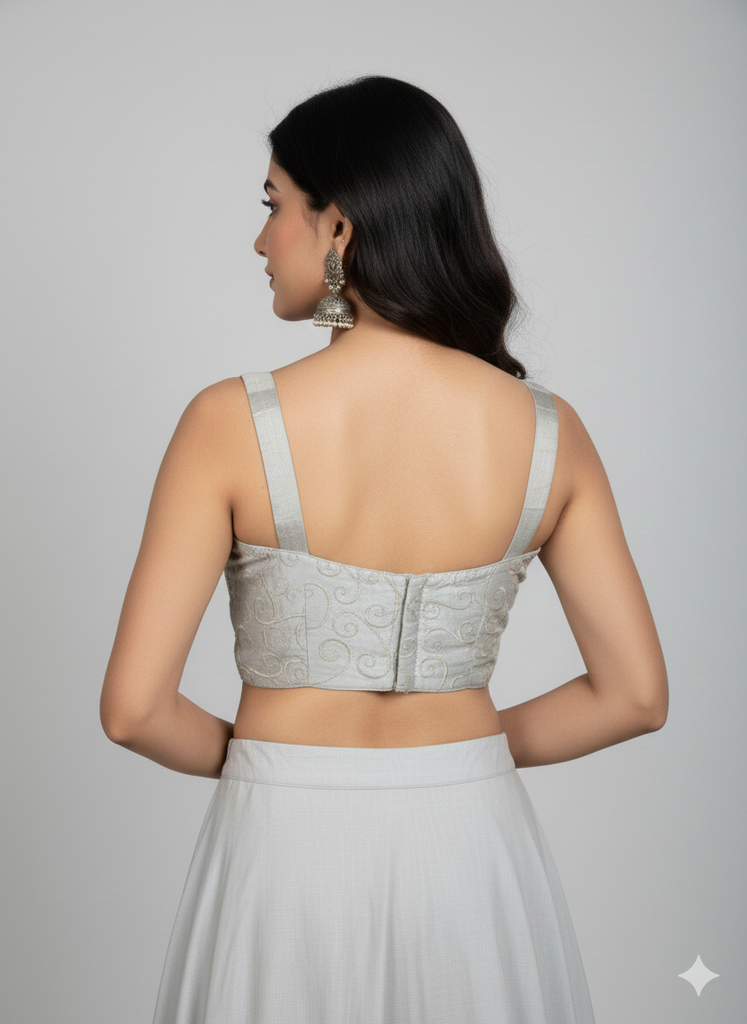 LIGHT GREY | TAFFETA SILK| BLOUSE