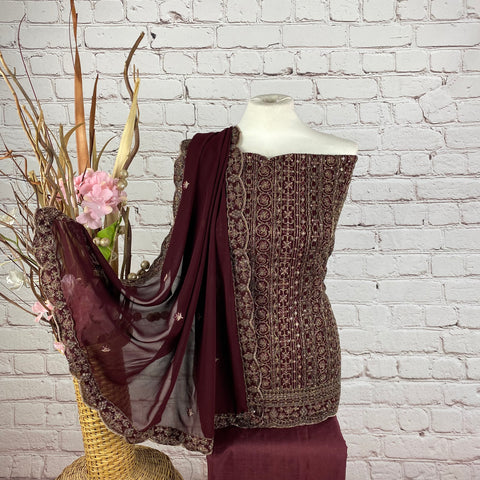 Unstitched Soft Faux Organza Suit