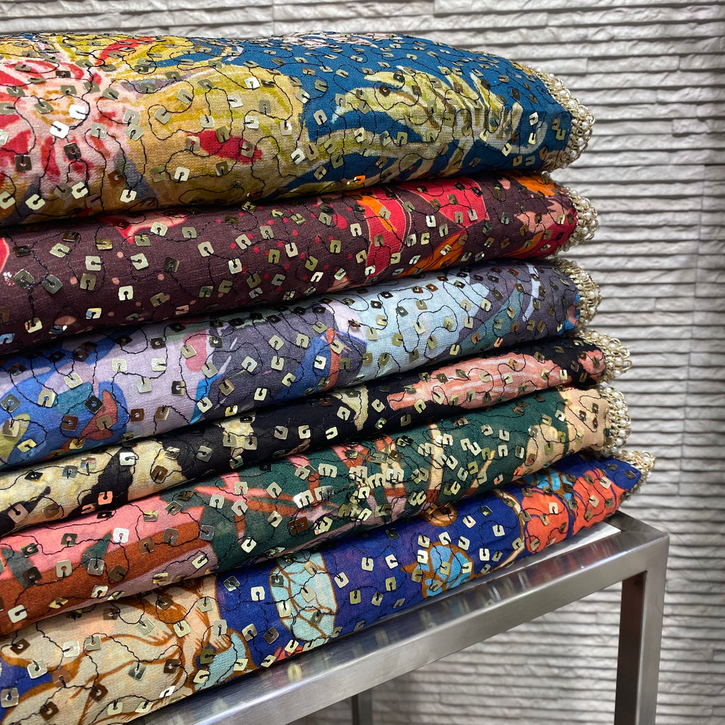 Unstitched Digital Floral print Suit (D75)