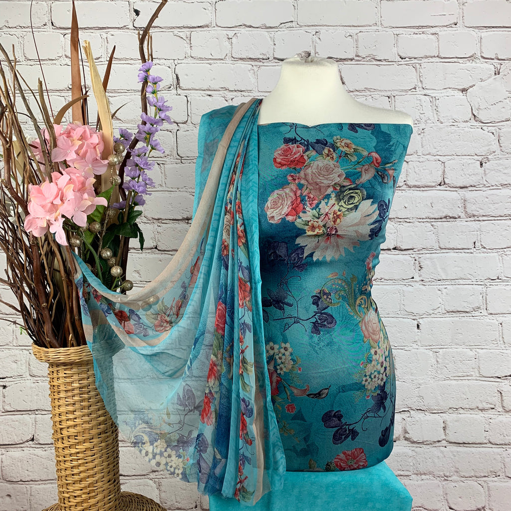 Digital Catonic Floral Print Suit