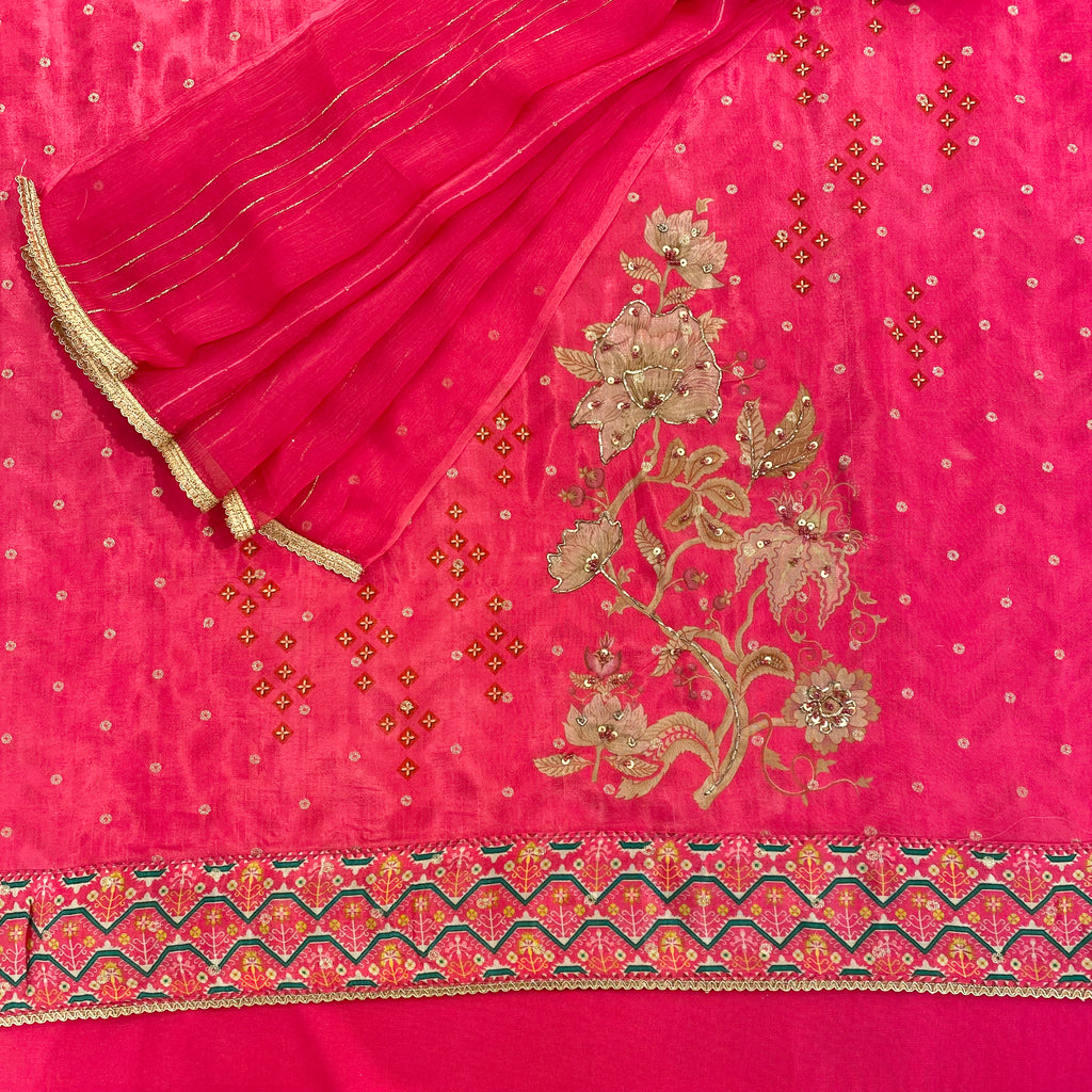 Unstitched Soft Digital Crepe Print Suit (D15)