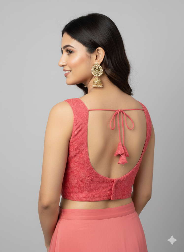 LARISSA | CORAL PINK LACE BLOUSE