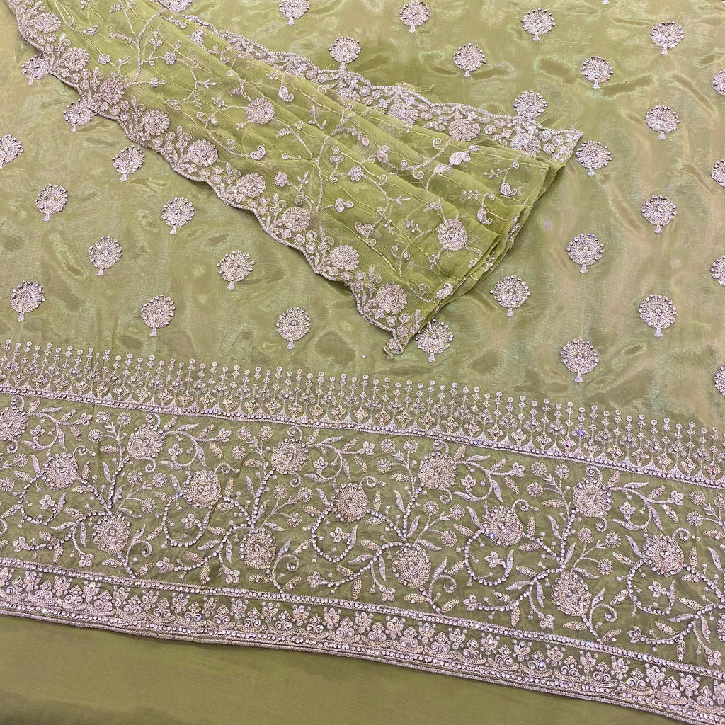 Unstitched Soft Faux Organza Suit