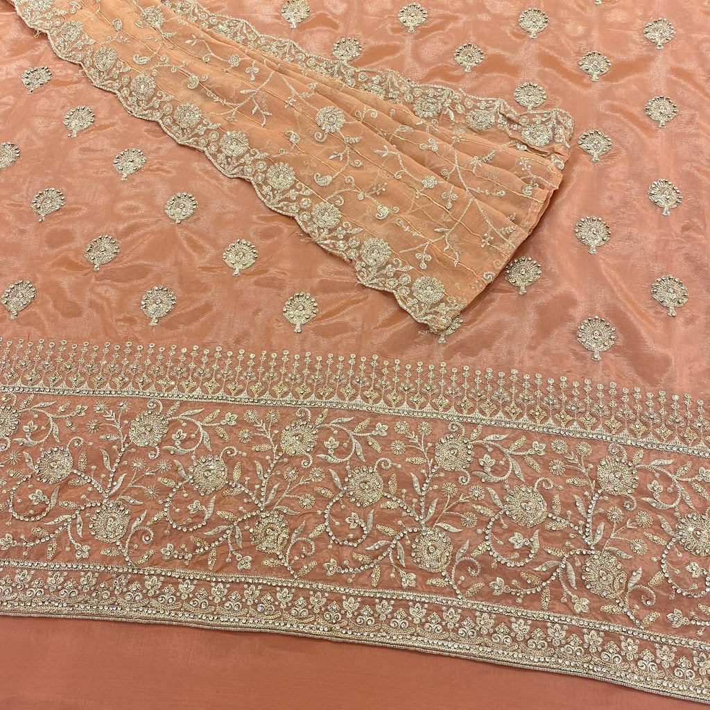 Unstitched Soft Faux Organza Suit