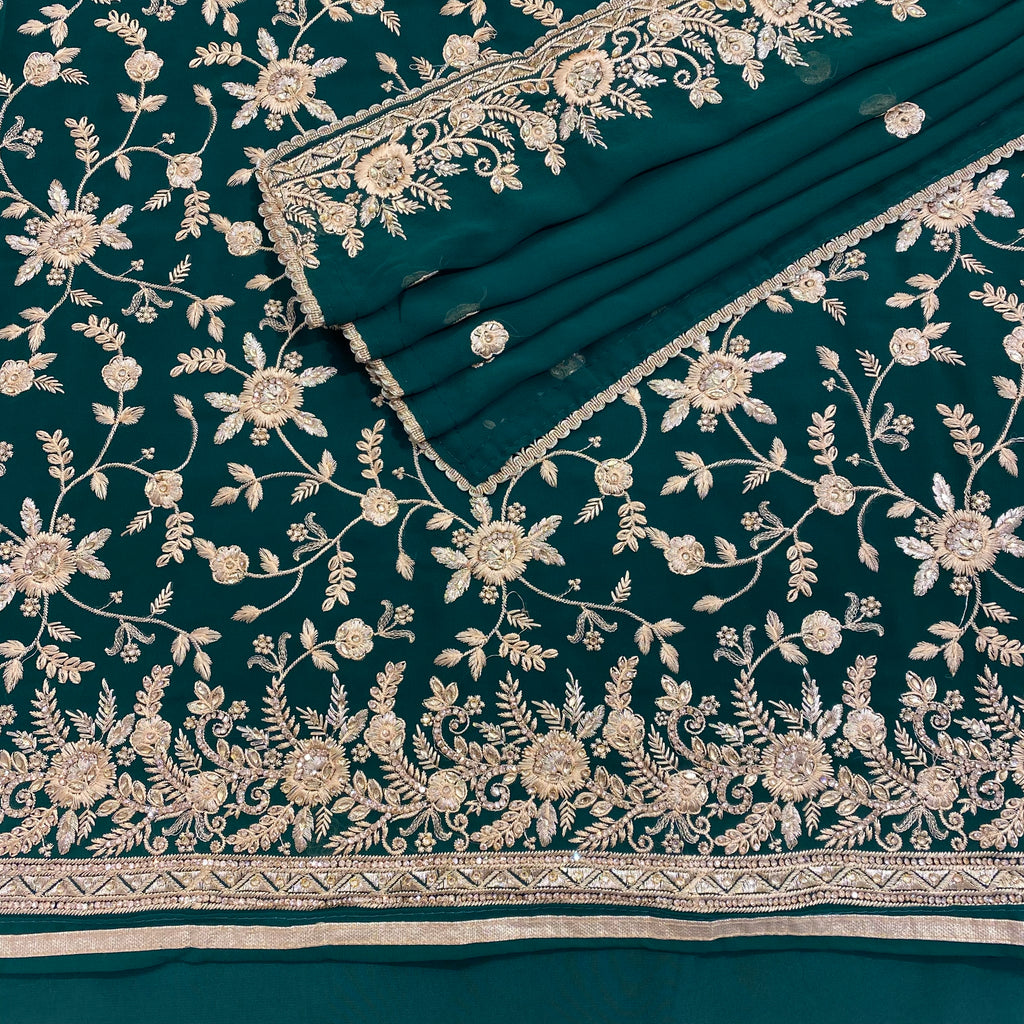 Floral Jaal Threadwork Embroidered Georgette Suit (D72)