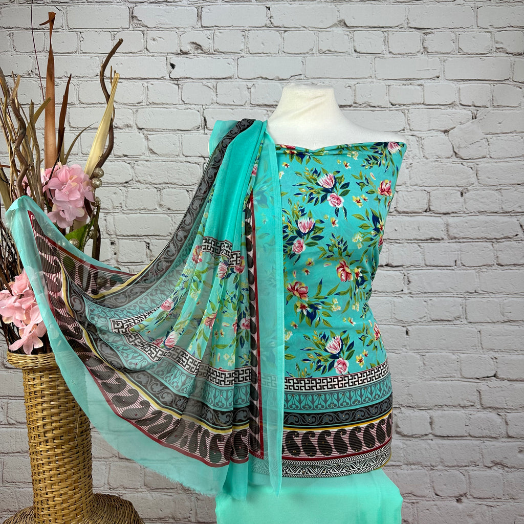 Floral Crepe Print Suit (D60)