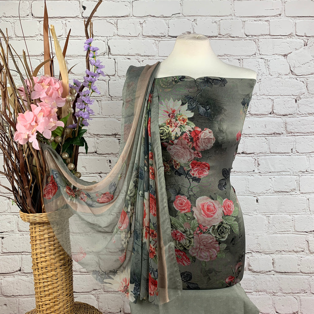 Digital Catonic Floral Print Suit