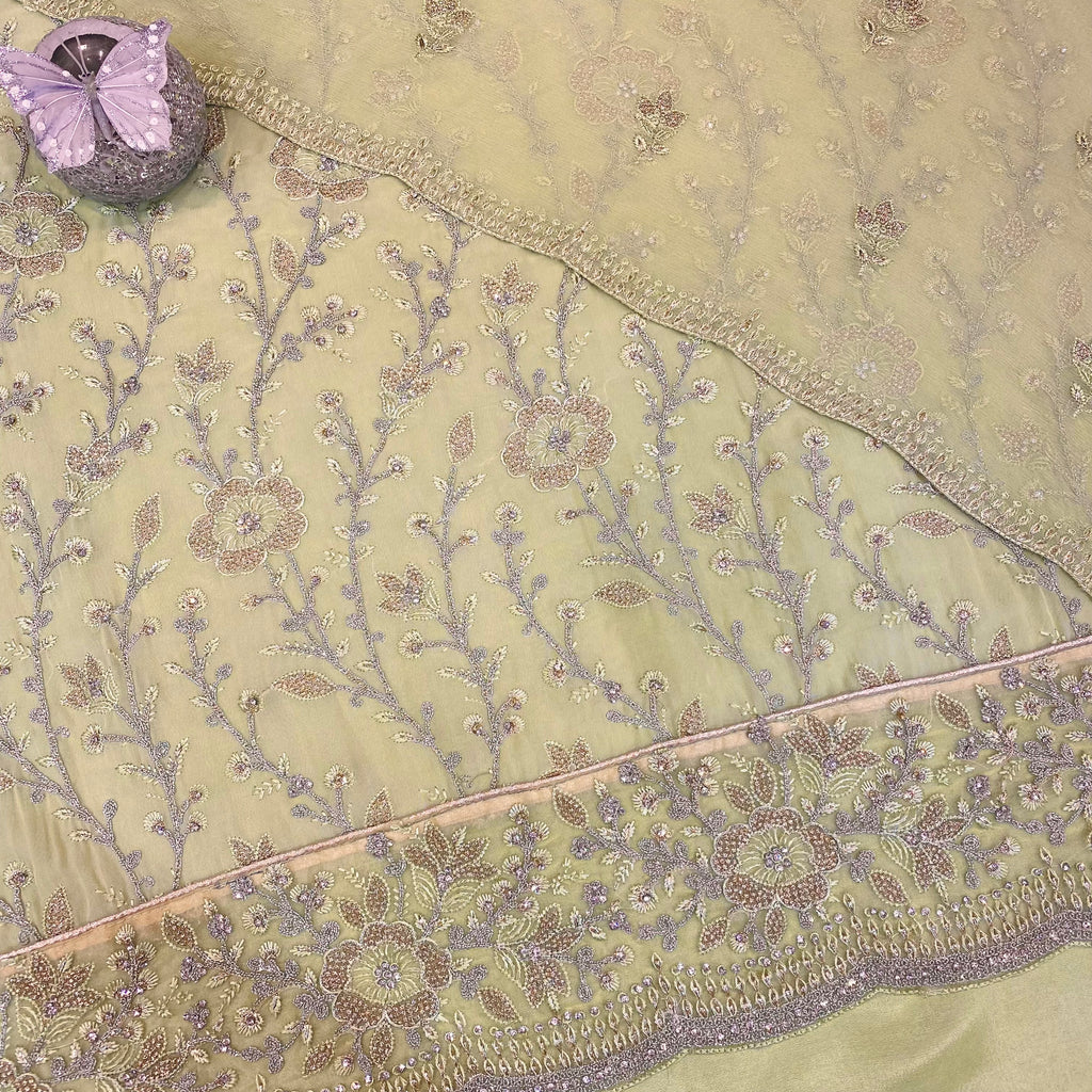 Unstitched Soft Organza Silk Suit (D18)