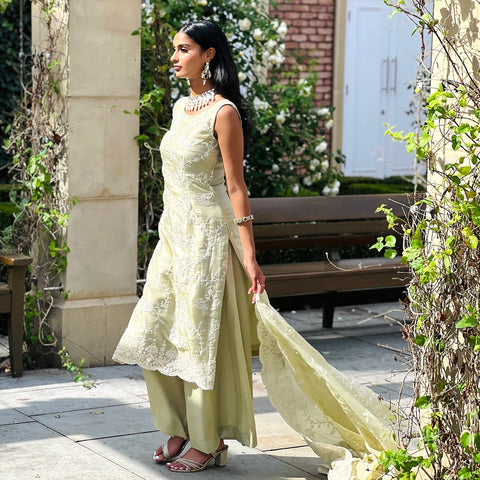 Unstitched Soft Faux Organza Suit