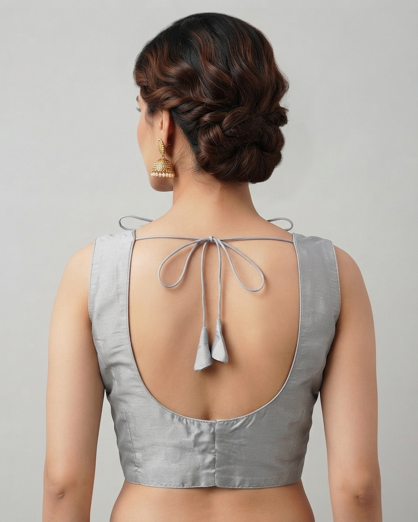 LIGHT GREY | TAFFETA SILK| BLOUSE