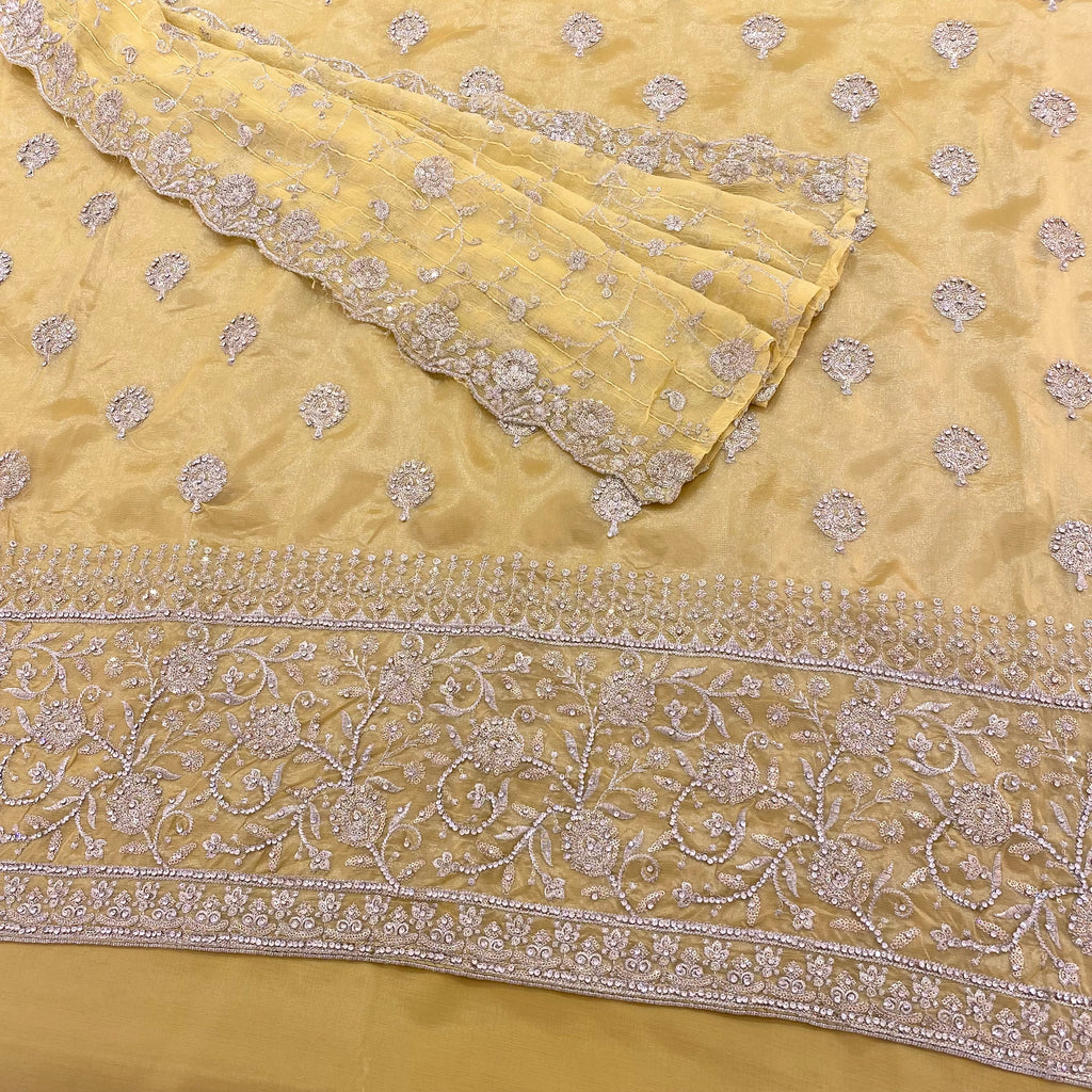 Unstitched Soft Faux Organza Suit