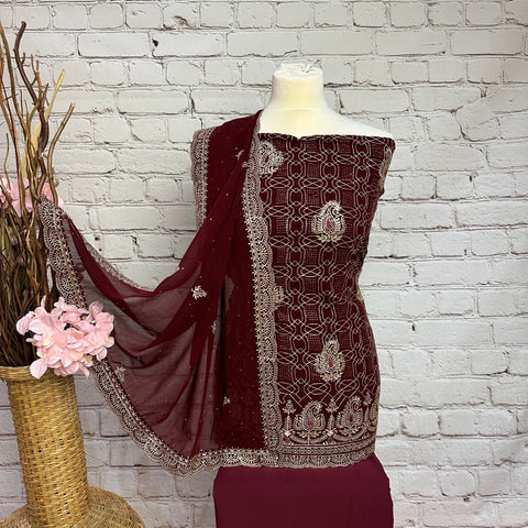 Unstitched Soft Faux Organza Suit