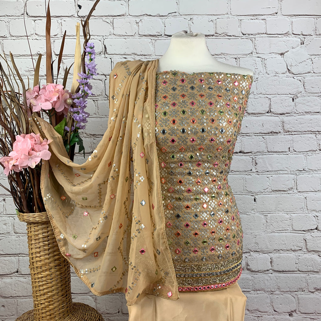 Georgette Suit with Jaal Threadwork Embroidery (D6)