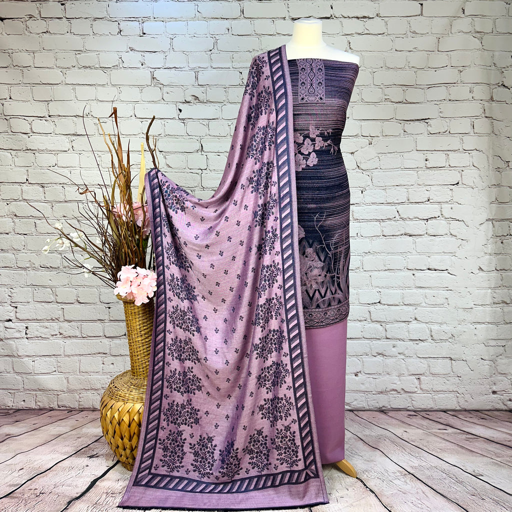 Designer Self Print Alpine Floral Garam Suit (V13)