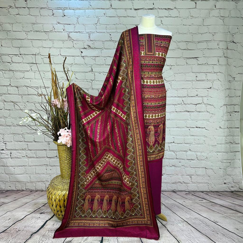 Designer Self Print Alpine Floral Garam Suit (V14)