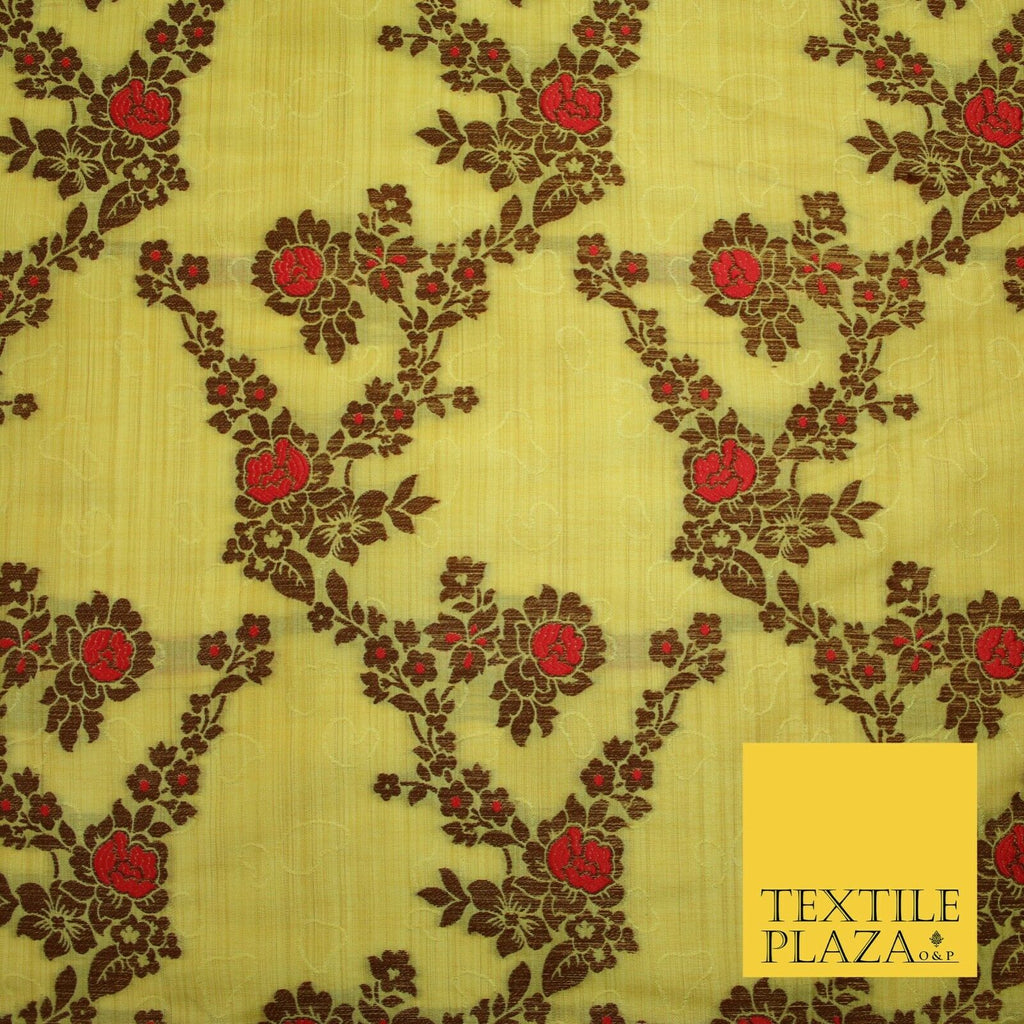 Luxury Floral Benarsi Brocade Woven Fine Dress Indian Faux Raw Silk Fancy Fabric