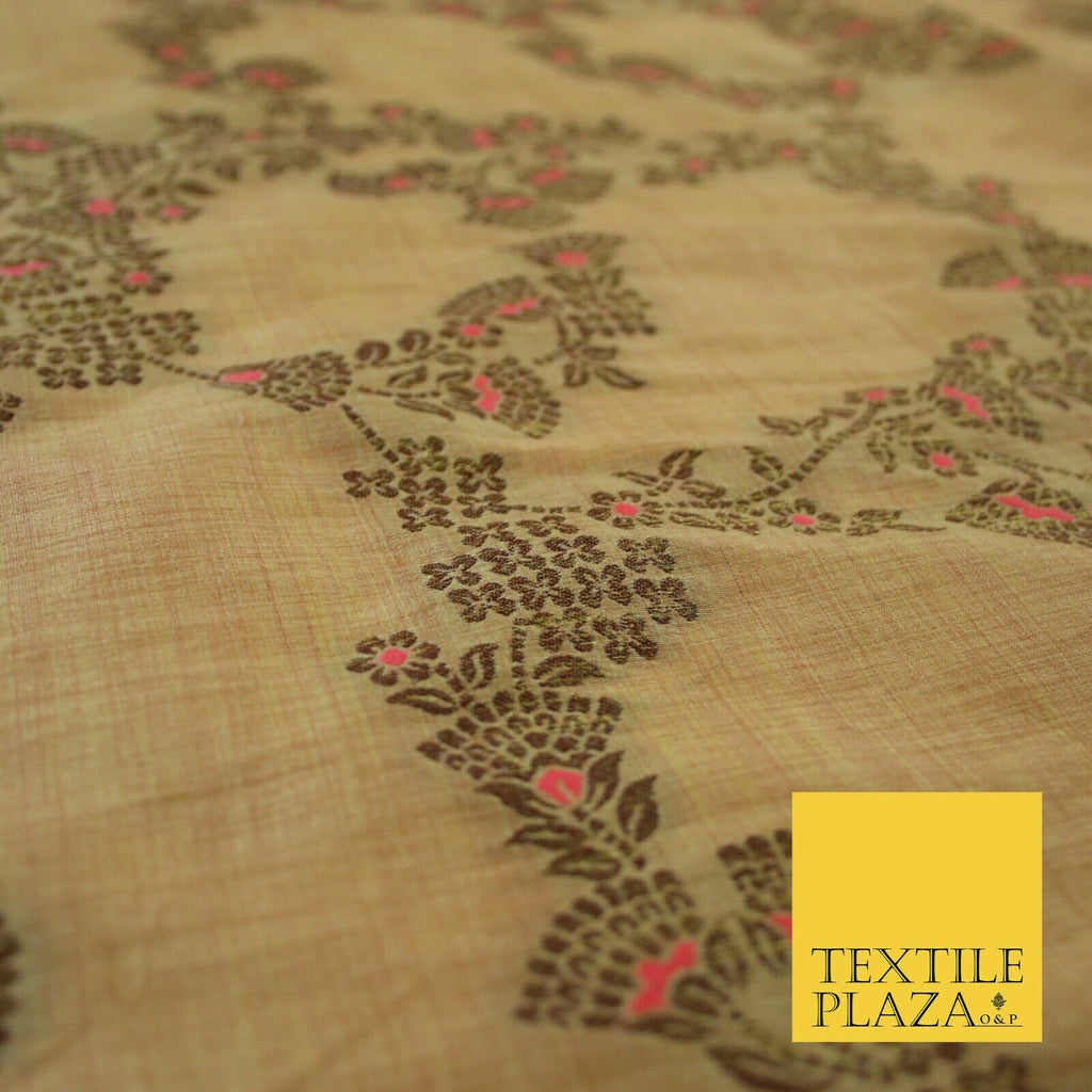 Luxury Floral Benarsi Brocade Woven Fine Dress Indian Faux Raw Silk Fancy Fabric