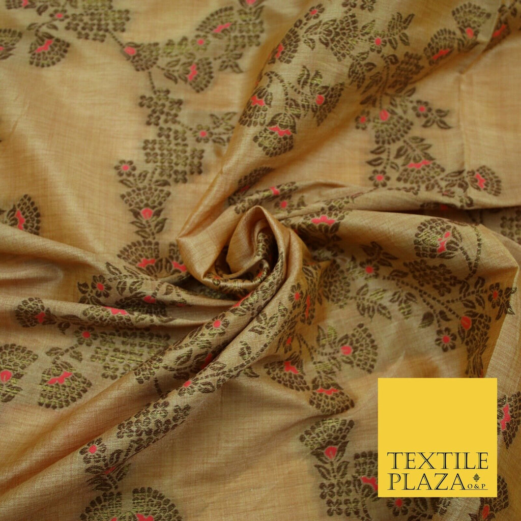 Luxury Floral Benarsi Brocade Woven Fine Dress Indian Faux Raw Silk Fancy Fabric