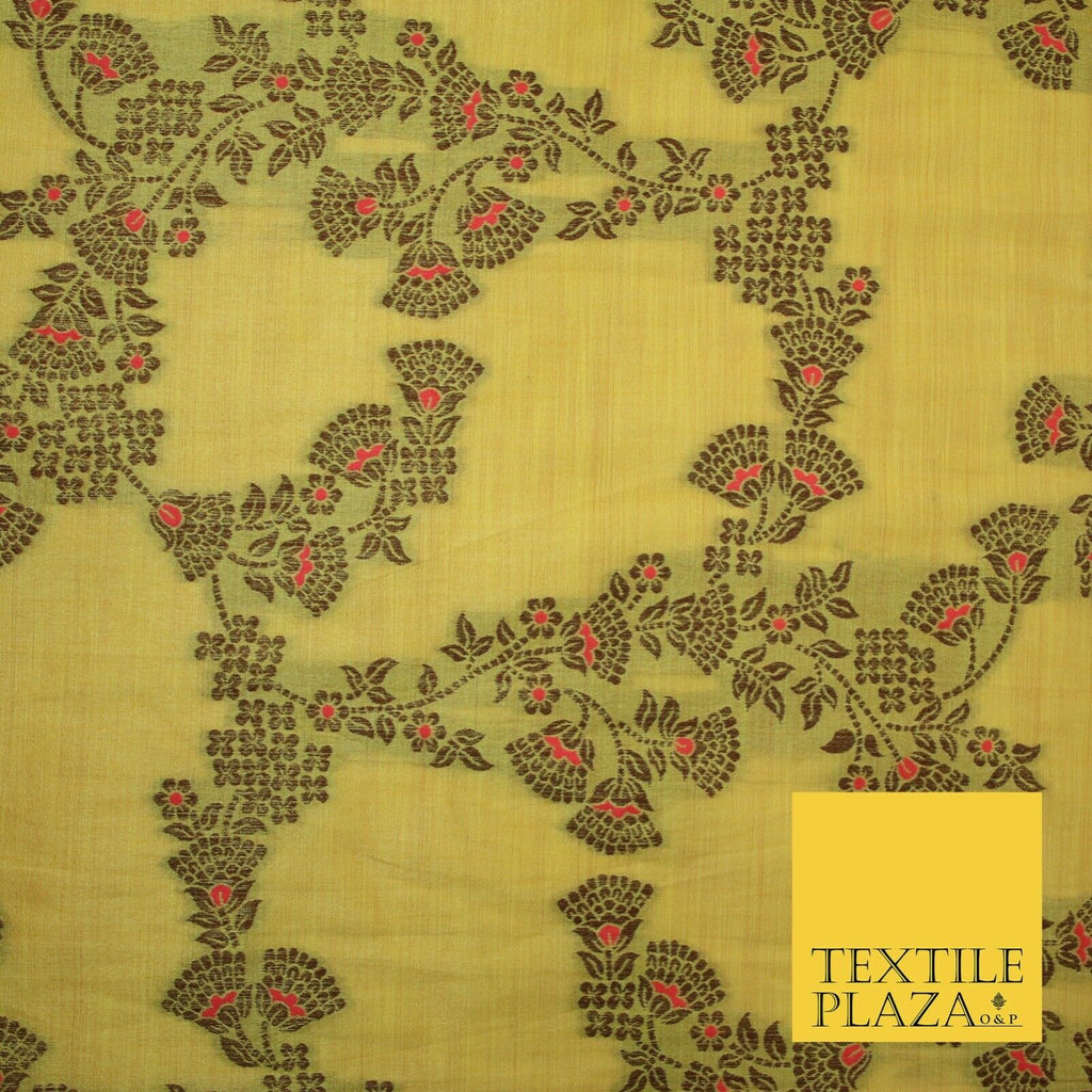 Luxury Floral Benarsi Brocade Woven Fine Dress Indian Faux Raw Silk Fancy Fabric