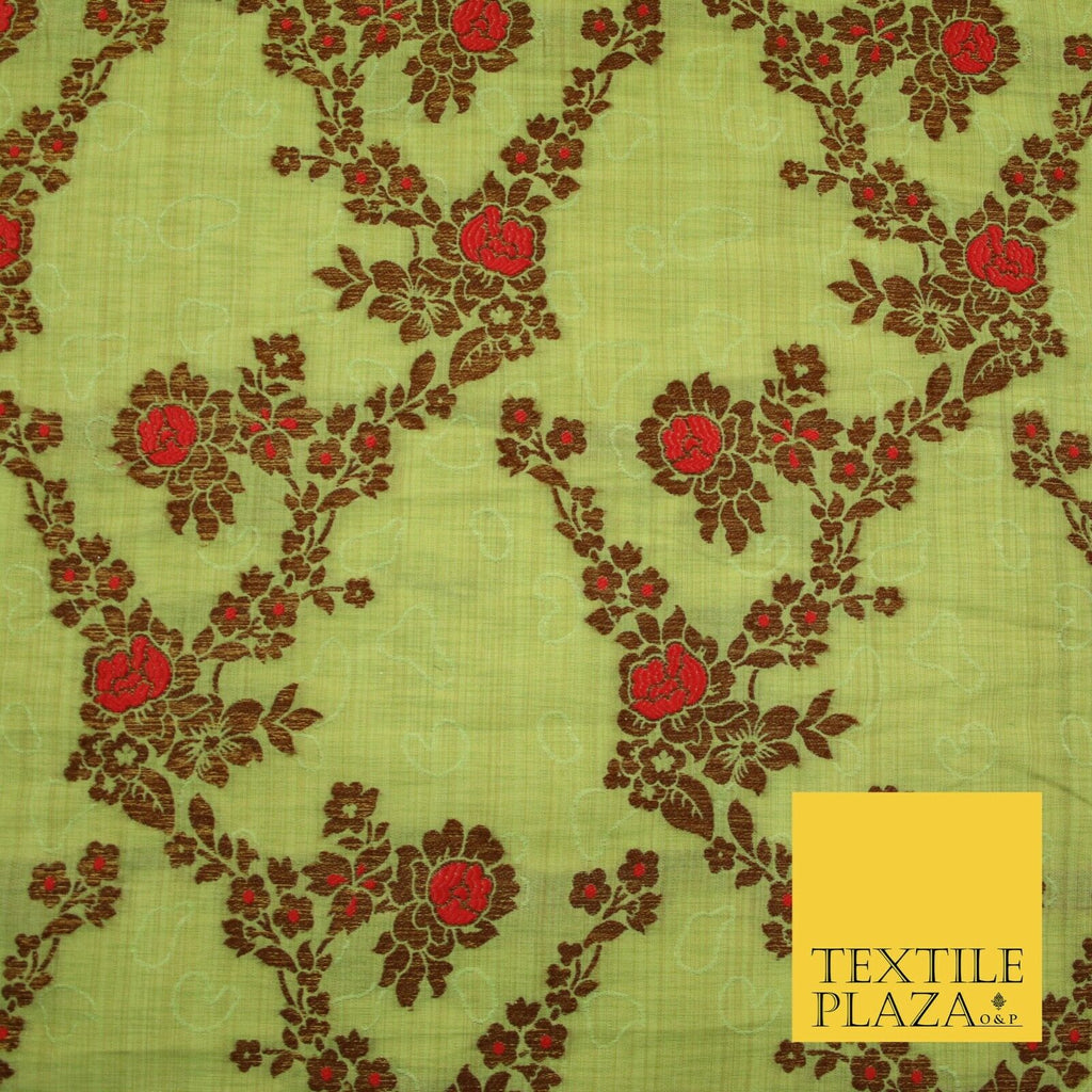 Luxury Floral Benarsi Brocade Woven Fine Dress Indian Faux Raw Silk Fancy Fabric