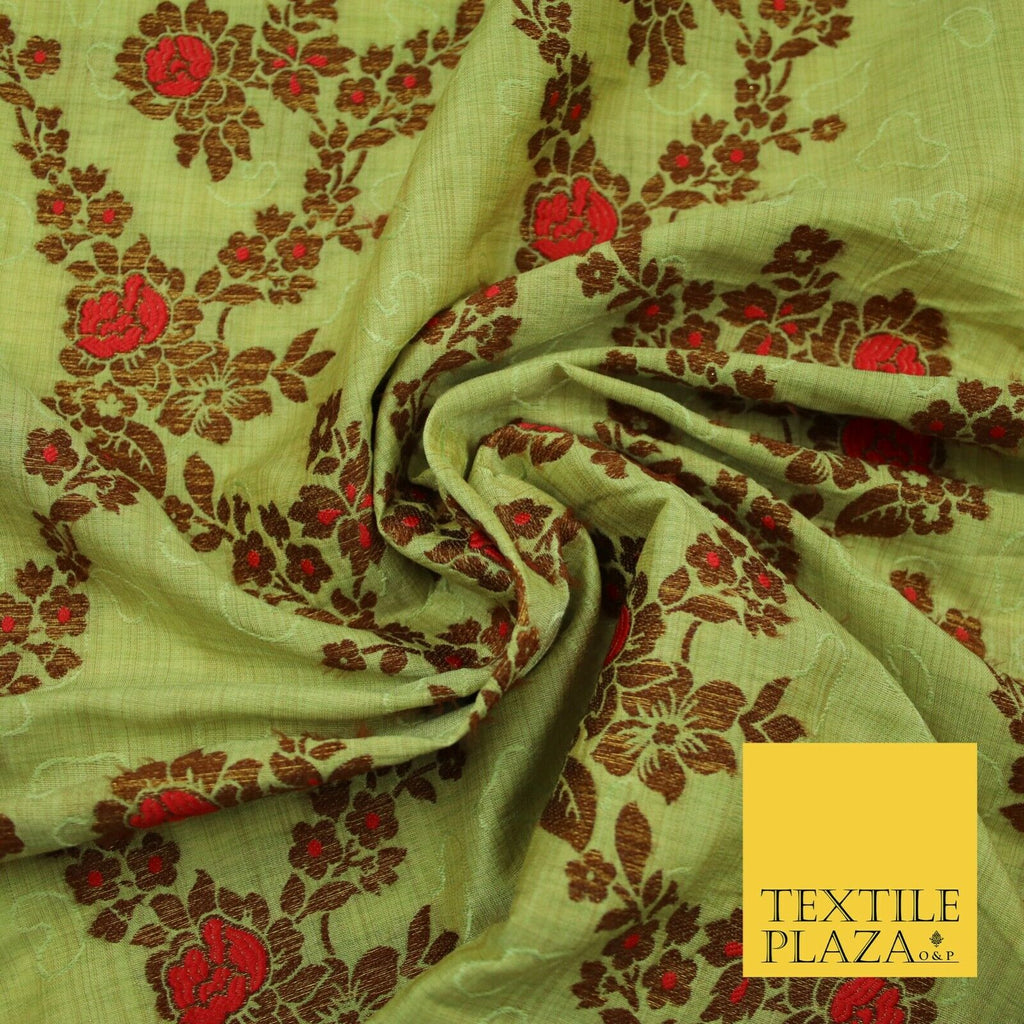 Luxury Floral Benarsi Brocade Woven Fine Dress Indian Faux Raw Silk Fancy Fabric