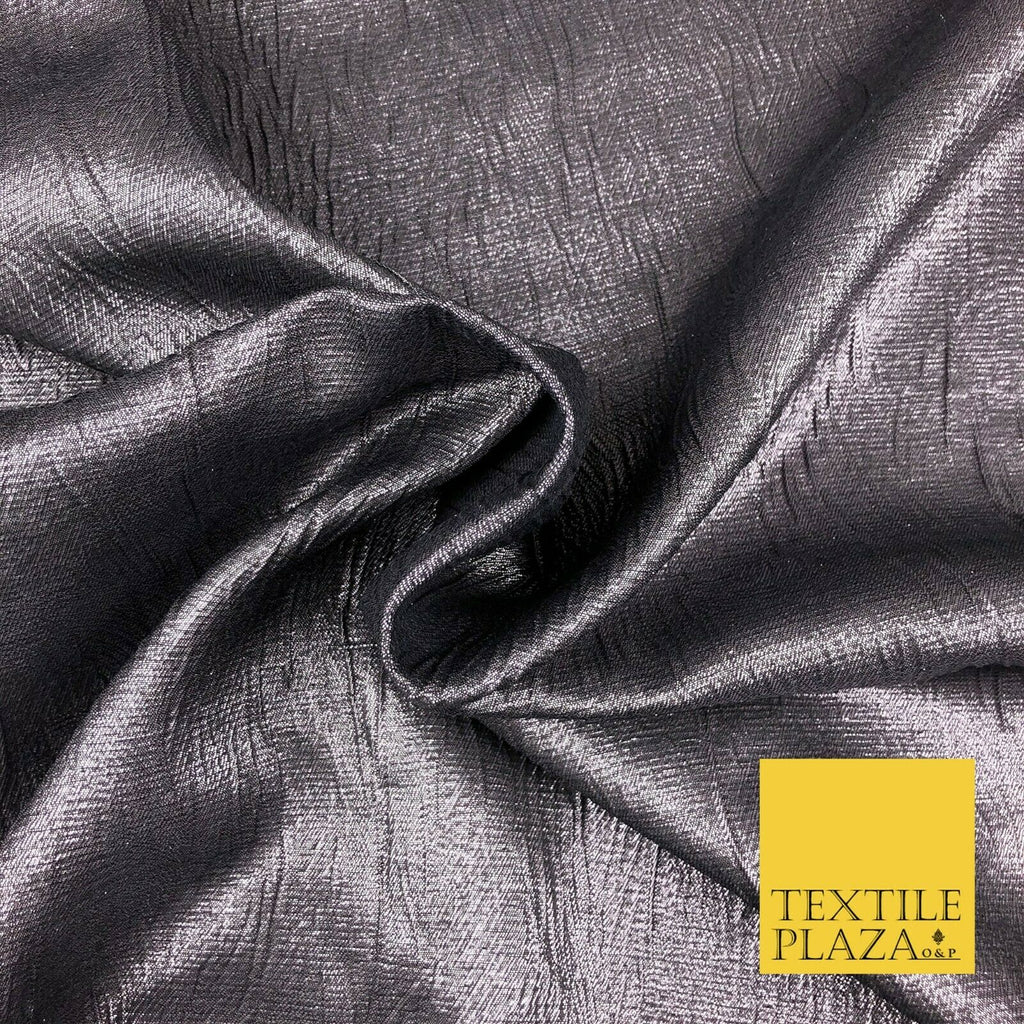 GREY MAUVE Metallic Creased Waves Wrinkle Brocade Jacquard Dress Fabric 1383