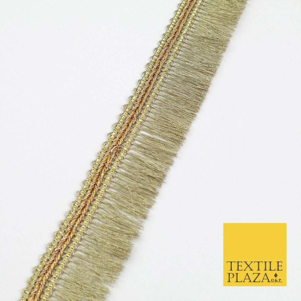 GOLD Metallic Plait Fringe Tassel Trimming Gota Border Indian Ribbon Ethnic X216