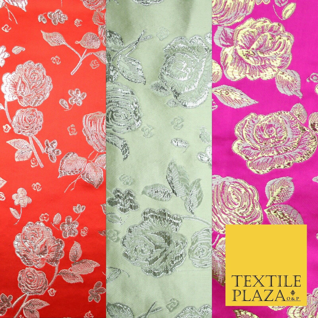 Traditional Oriental Chinese Brocade Metallic Floral Satin Jacquard Fabric 59