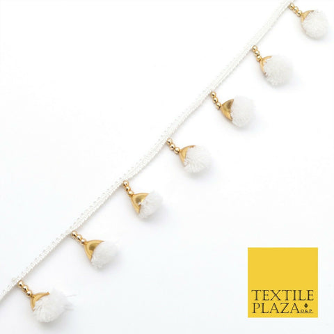 White Silver Pearl Beaded Trimming Border Ribbon Ethnic Gota Edging X304