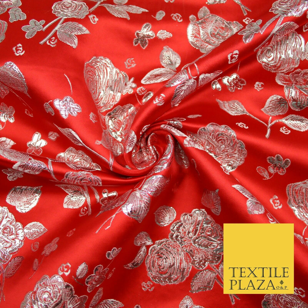 Traditional Oriental Chinese Brocade Metallic Floral Satin Jacquard Fabric 59"
