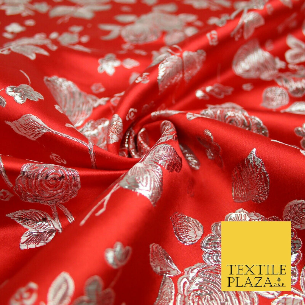 Traditional Oriental Chinese Brocade Metallic Floral Satin Jacquard Fabric 59"