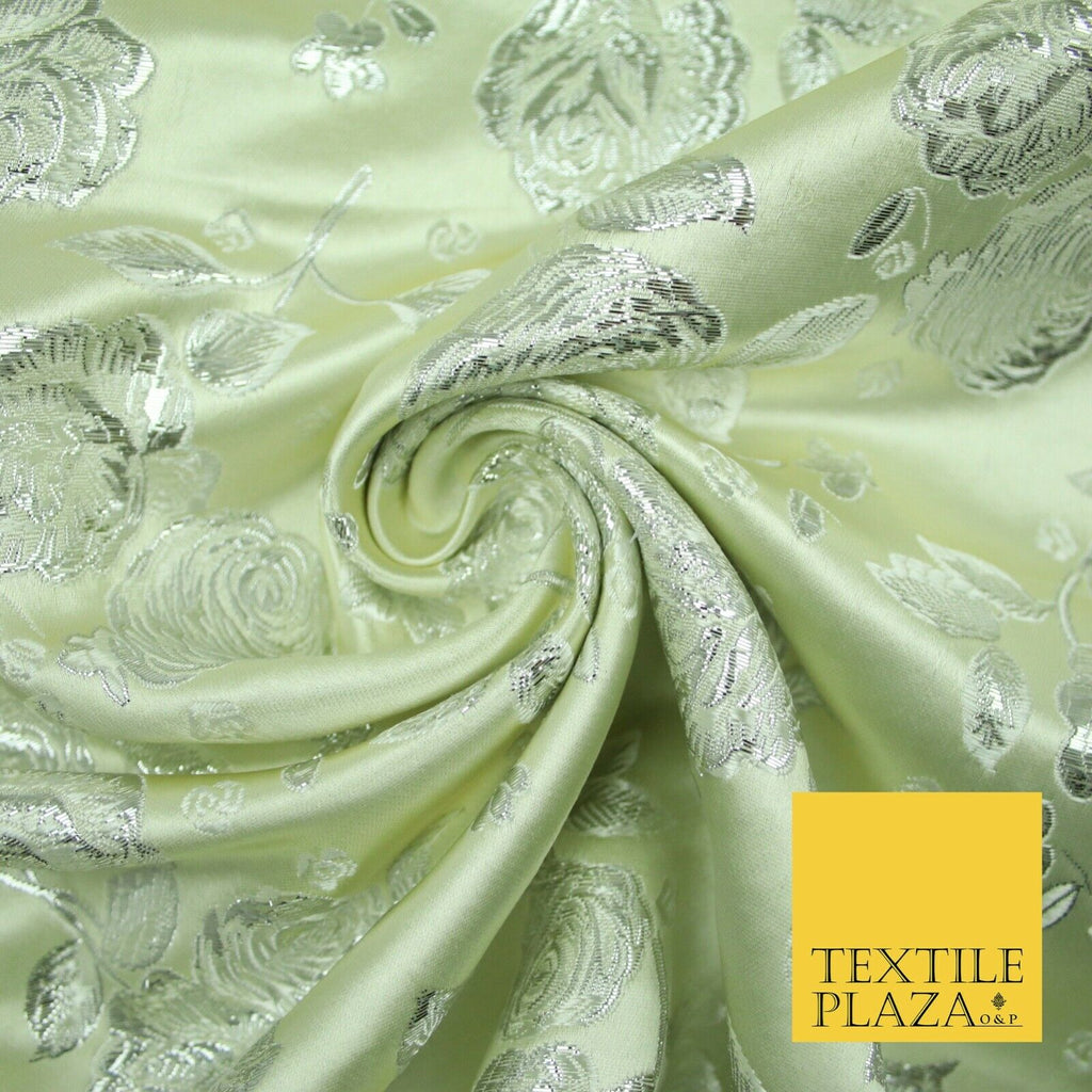 Traditional Oriental Chinese Brocade Metallic Floral Satin Jacquard Fabric 59"