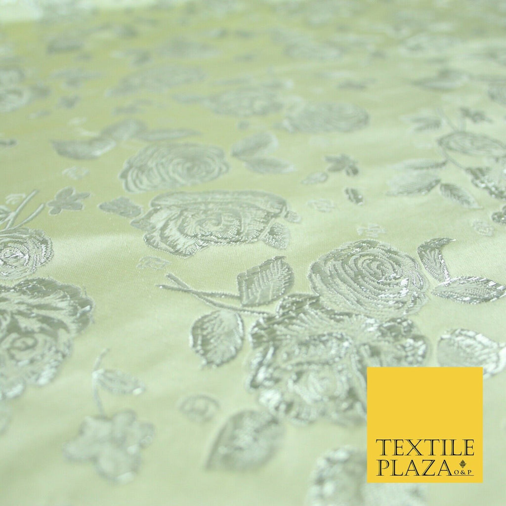 Traditional Oriental Chinese Brocade Metallic Floral Satin Jacquard Fabric 59"