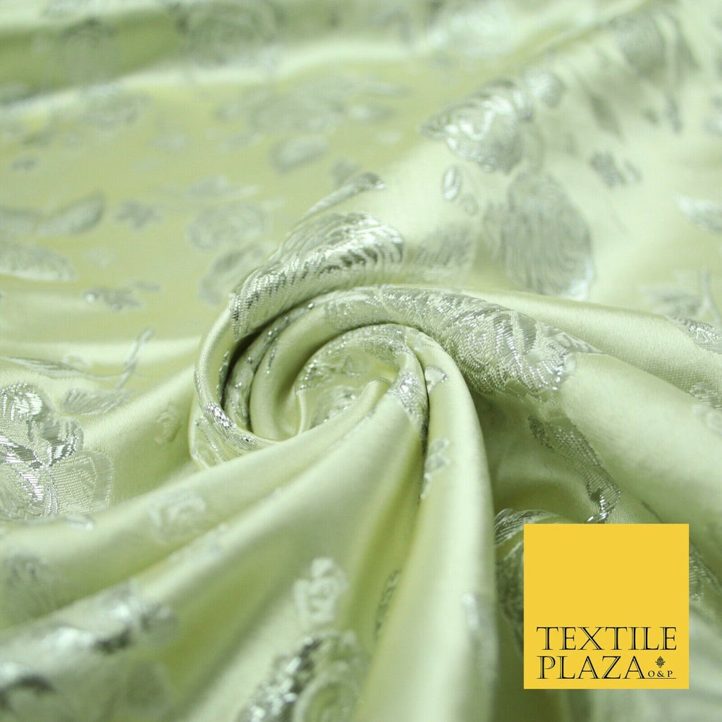 Traditional Oriental Chinese Brocade Metallic Floral Satin Jacquard Fabric 59"