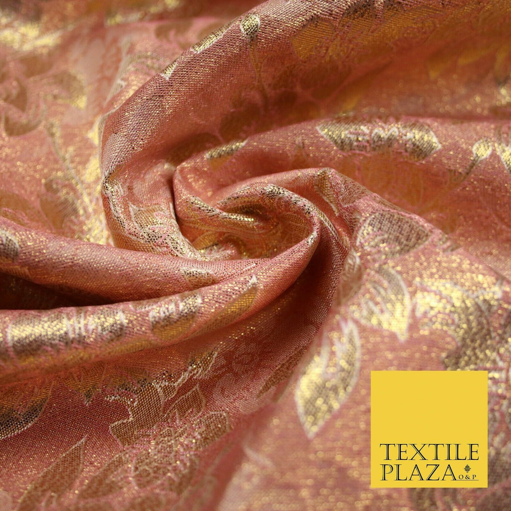 Luxury Floral Flower Mix Metallic Gold Brocade Dress Fabric 56" Wide 3 Colours