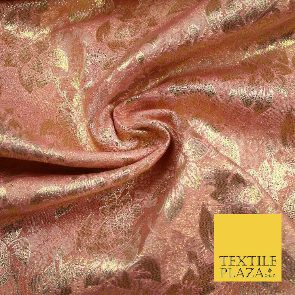 Luxury Floral Flower Mix Metallic Gold Brocade Dress Fabric 56" Wide 3 Colours