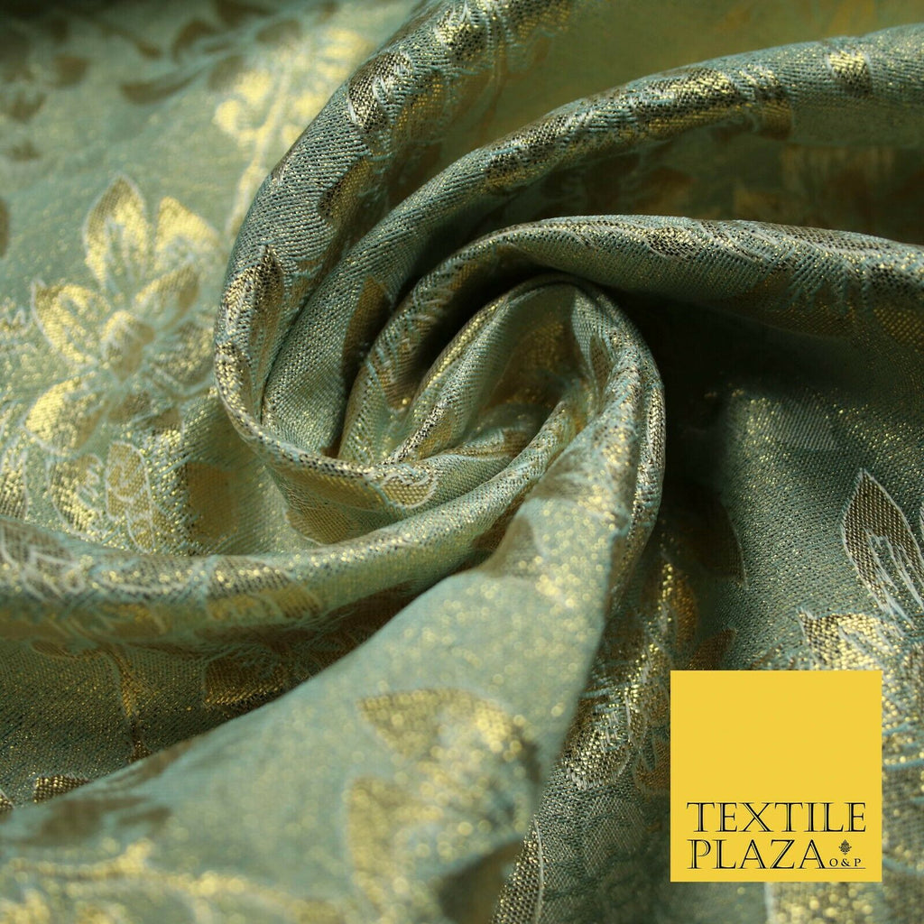 Luxury Floral Flower Mix Metallic Gold Brocade Dress Fabric 56" Wide 3 Colours