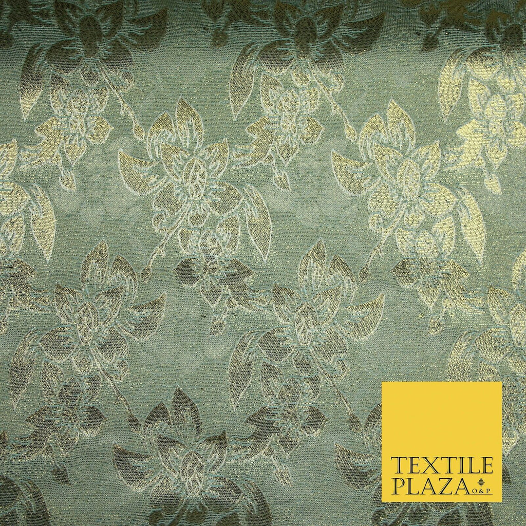 Luxury Floral Flower Mix Metallic Gold Brocade Dress Fabric 56" Wide 3 Colours