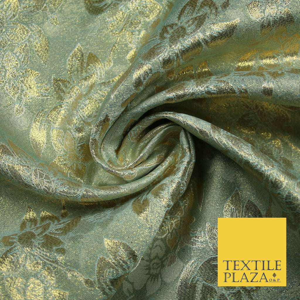 Luxury Floral Flower Mix Metallic Gold Brocade Dress Fabric 56" Wide 3 Colours