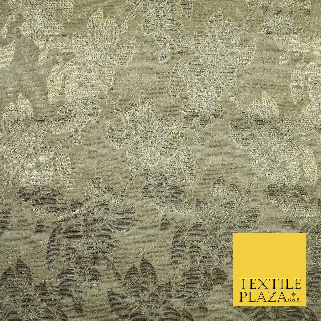 Luxury Floral Flower Mix Metallic Gold Brocade Dress Fabric 56" Wide 3 Colours