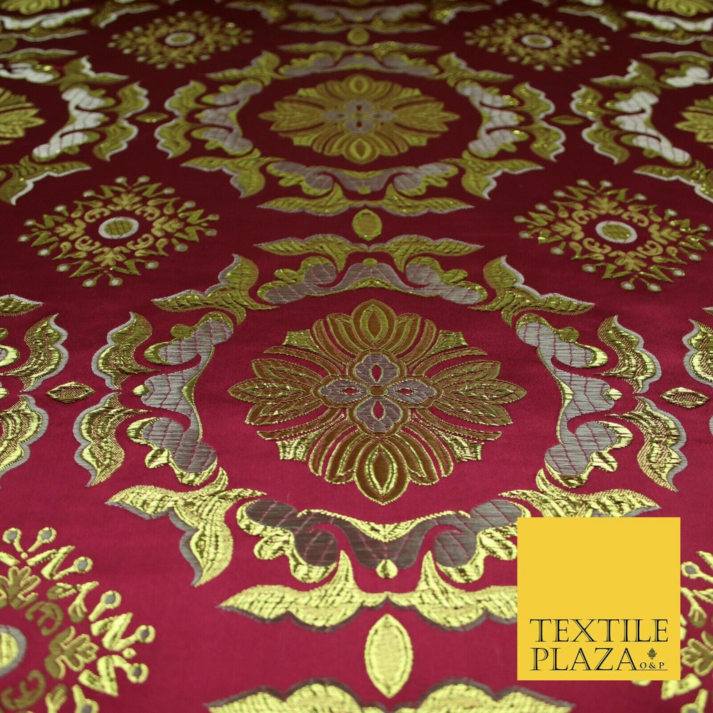 Large Design Oriental Chinese Brocade Metallic Floral Satin Jacquard Fabric 59"