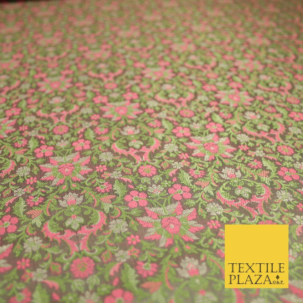 Mauve Luxury Floral PURE Benarsi Brocade Woven Fine Dress Fabric Fancy 1760