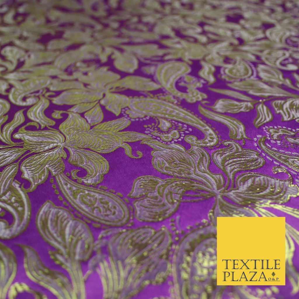 Floral Paisley Oriental Chinese Brocade Metallic Satin Jacquard Fabric 59" wide