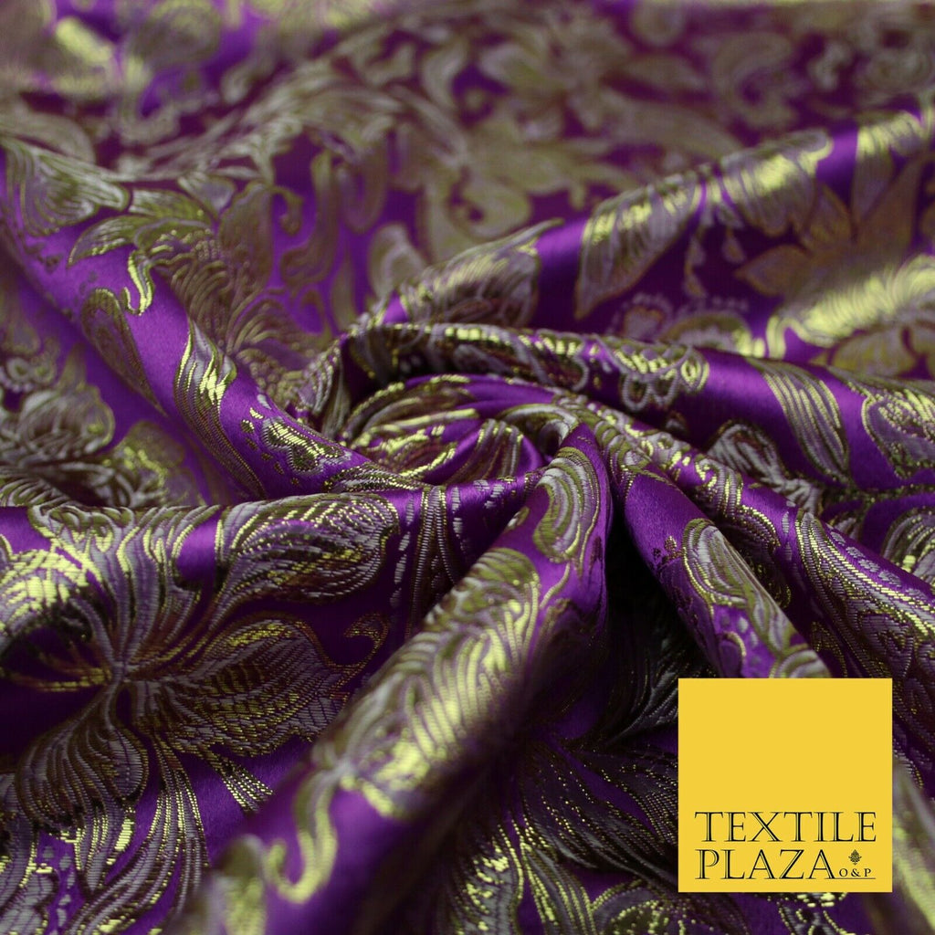 Floral Paisley Oriental Chinese Brocade Metallic Satin Jacquard Fabric 59" wide